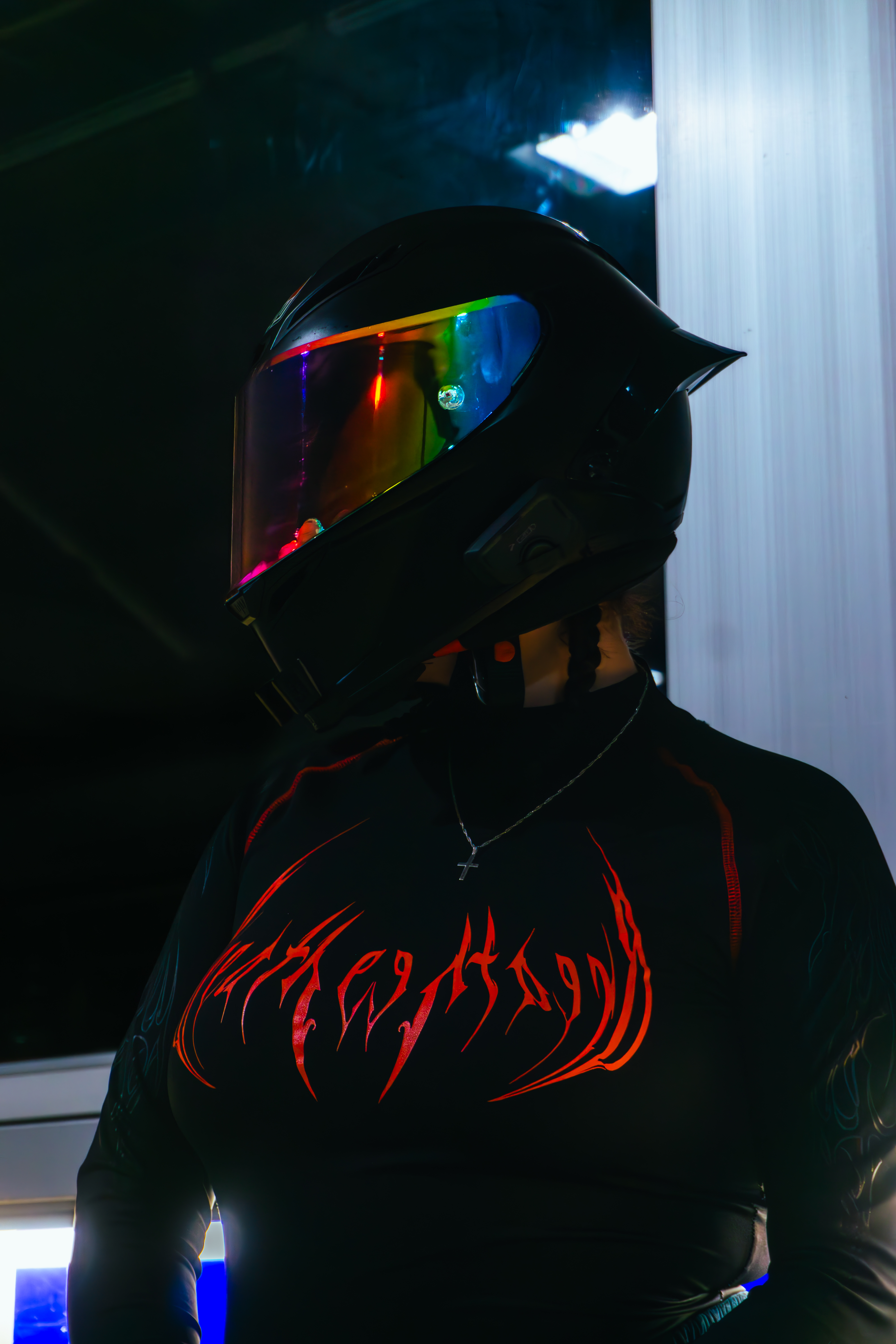 Picture of Girl inside a Motorcycle Helmet 2